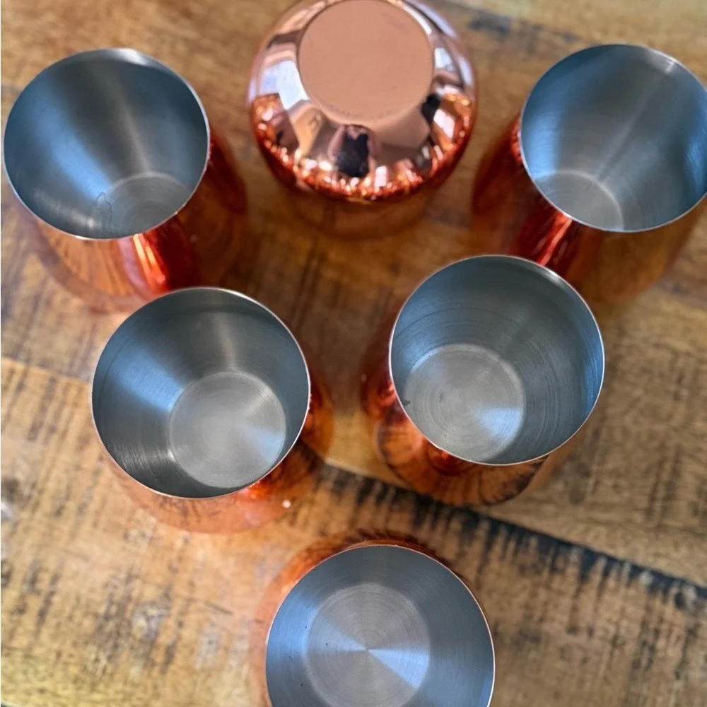 6 Pier 1 Imports Copper Mule Stemless Wine Tumblers EUC‎